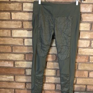 Green quilted leggings